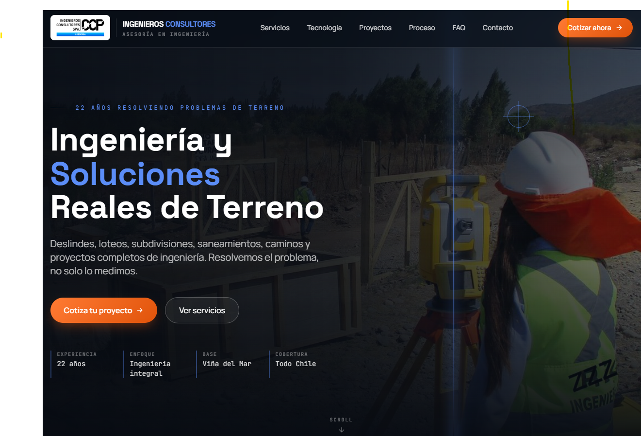 Sitio corporativo de servicios de ingeniería